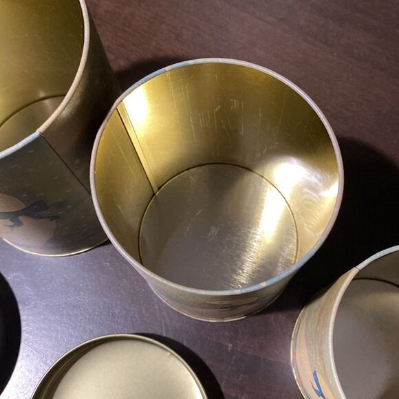 Vintage Nesting Blue Ribbon Duck Geese Metal Tin Canisters Set of 3 - Picture 6 of 10